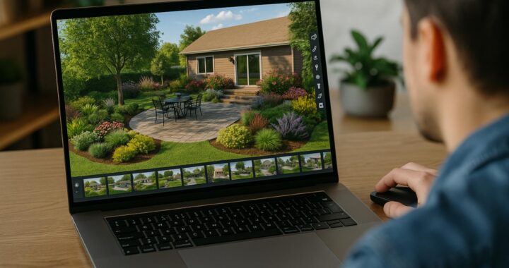 The use of 3D landscape design software to visualize projects.
