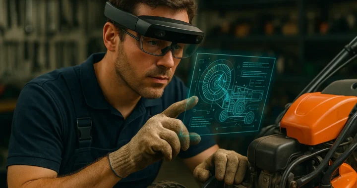 Augmented reality for the maintenance and repair of gardening and landscaping machinery.