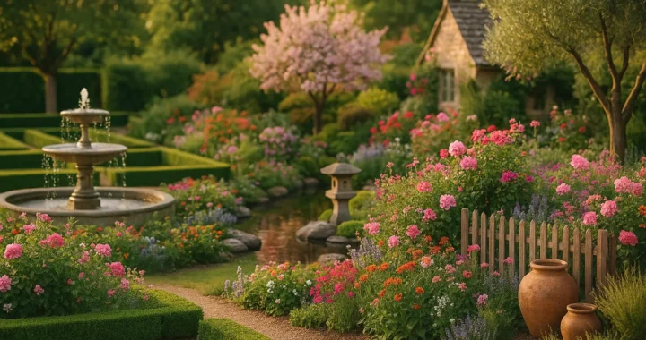 Different types of gardens: French formal, English cottage, Japanese, Mediterranean, etc.