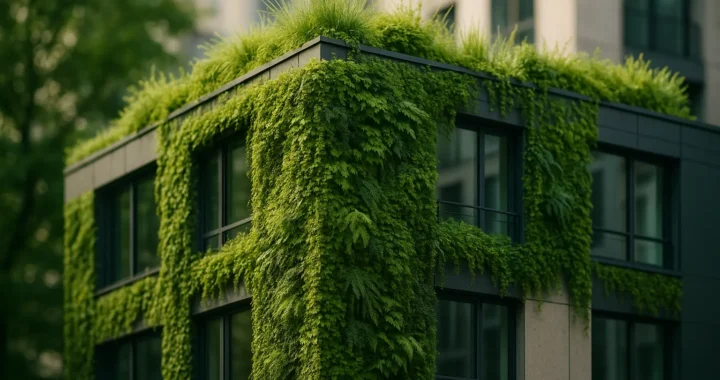 The use of green walls and green roofs in contemporary design.