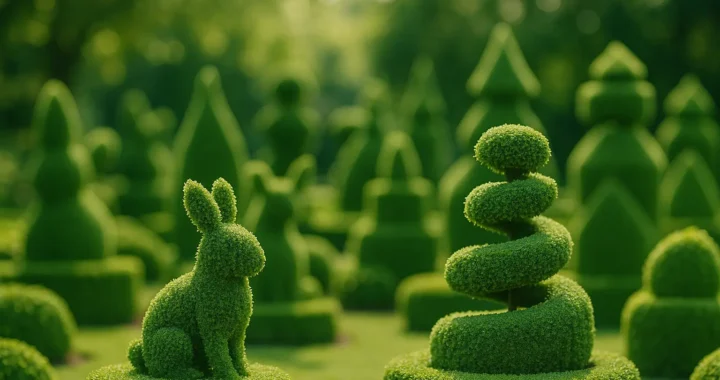 Topiary art: sculpting plants to create original and decorative shapes.