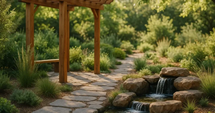 The use of sustainable and local materials in landscape design.